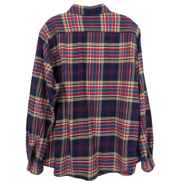 Lands End Plaid Blue Red Work Plaid Shirt size Large Heavy Button Front - Picture 2 of 15